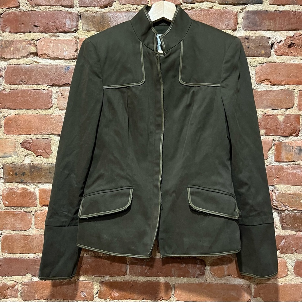 Worth Full Zip Jacket Faux Leather Trim Size 4